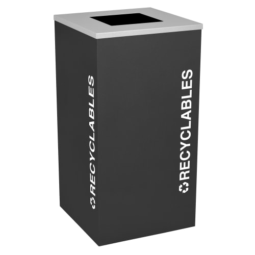 Ex-Cell Kaiser Classic Kaleidoscope 24 Gallon Square Recyclables Receptacle, Black